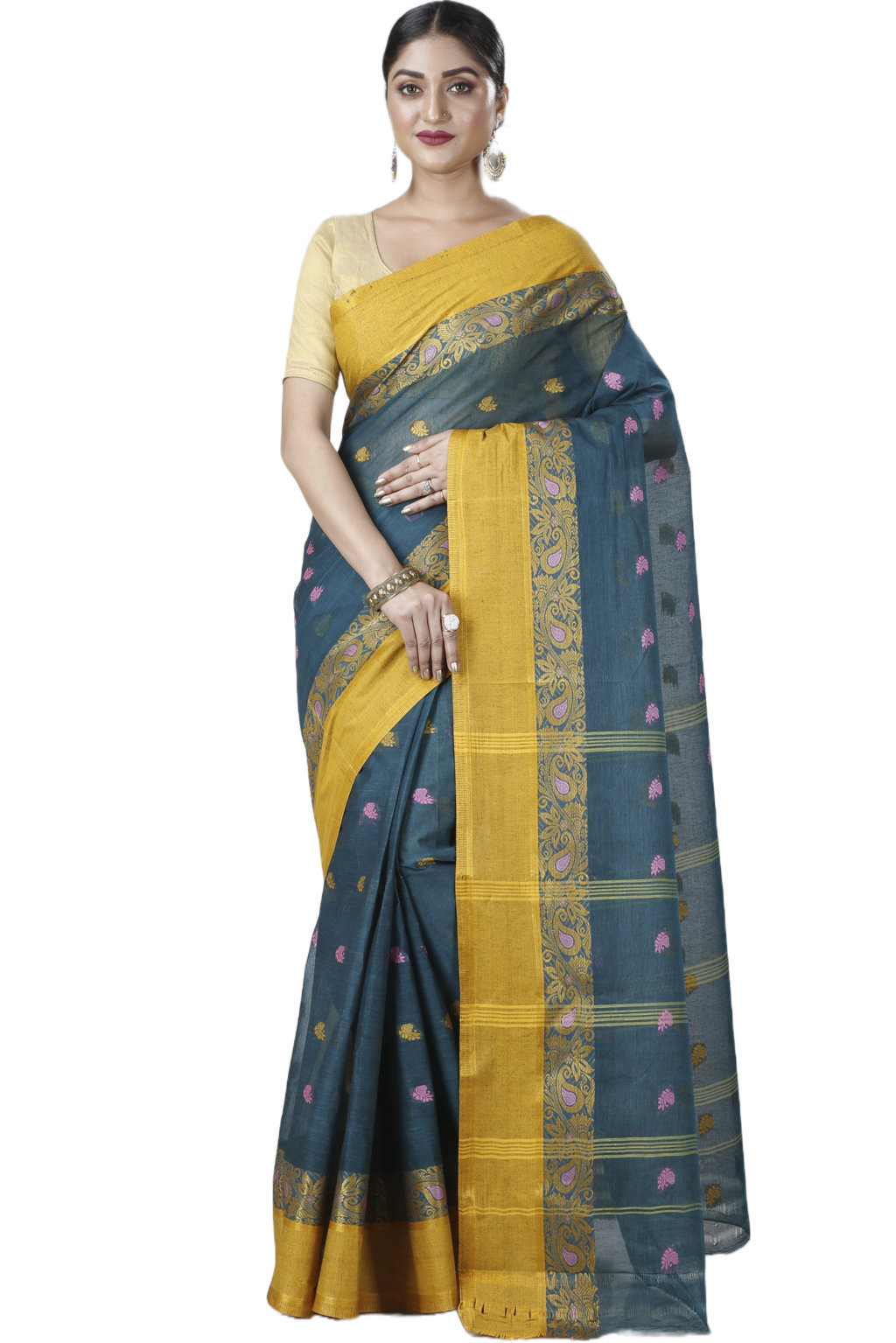 Dark Green Pure Cotton Srimati Tant Saree (1090)